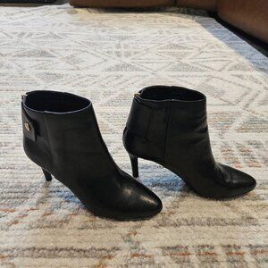 Cole Haan Black Leather Stiletto Booties with Gold Hardware size 7.5B